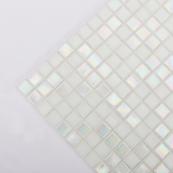 iridescent-white-small-glass-mosaic-tile-corner-close-up Iridescent White Small Glass Square Mosaic Tile for Wall and Floor