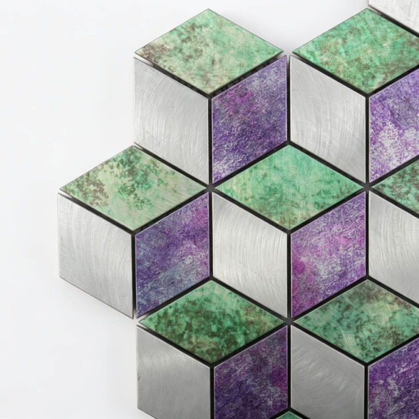 Lavender Green Hexagon Aluminum Mosaic Tile