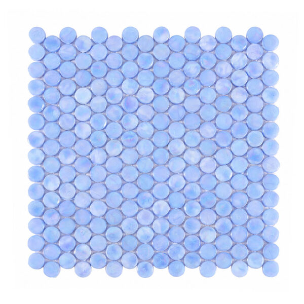 Light Blue Iridescent Round Glass Mosaic Pools, Showers and Backsplashes Tile