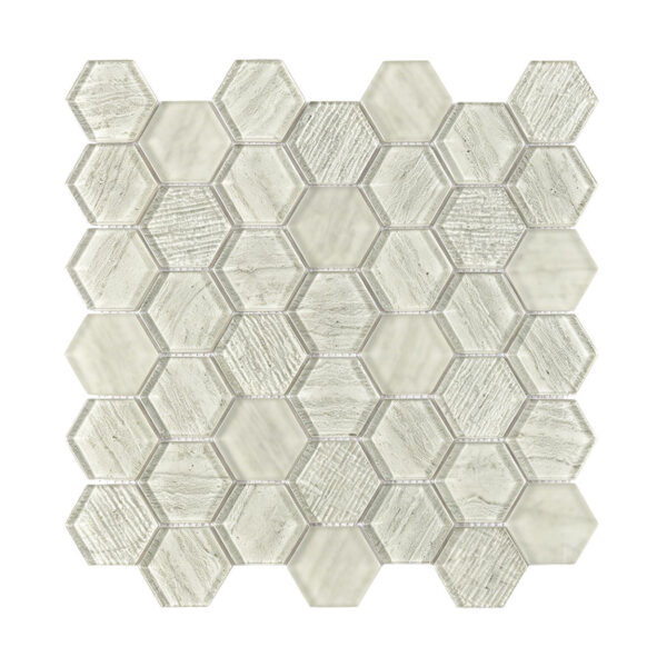 Light Gray Hexagon Glass Mosaic Backsplash Tile