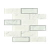 White Silver Border Glass Subway Tile