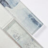 misty-blue-silver-edged-subway-tile-detail White Blue Staggered Glass Tile Vanity Backsplash Mosaic