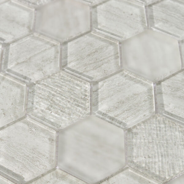 Light Gray Hexagon Glass Mosaic Backsplash Tile