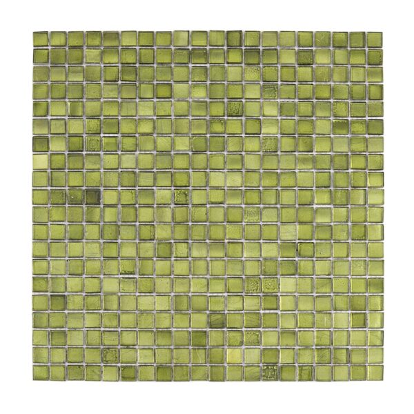Olive Green Foil Glass Mosaic Square Tile