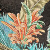 Tropical Floral Handmade Glass Mosaic Mural Tile with Black Background and Iridescent Glass Leaves