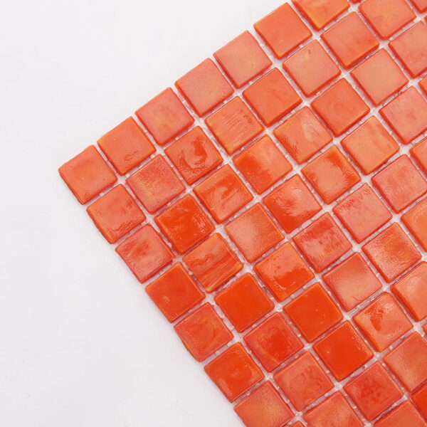 Orange Square Glass Mosaic Pool Tile