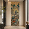 Handmade Peacock Display Floral Mosaic Wall Mural Art
