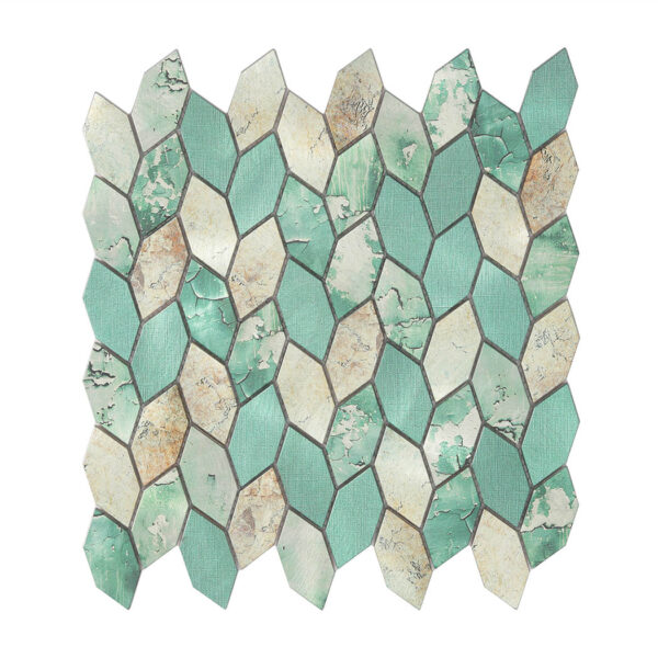 Mint Green Picket Aluminum Tile Shape Metal Wall Mosaic