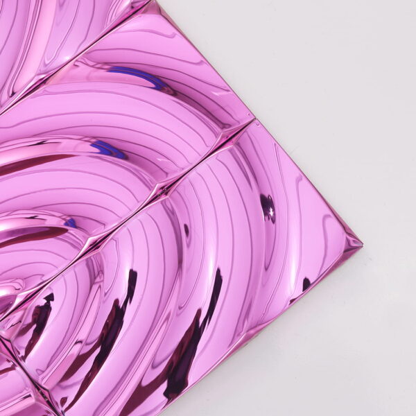 pink-mirror-mosaic-tile-corner-detail Pink Mirror Ripple Metal Stainless Steel Wall Mosaic Tile