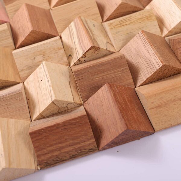 pyramid-wood-mosaic-side-closeup 3D Pyramid Natural Wood Mosaic Tile for Accent Walls