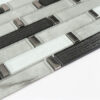 raised-black-white-silver-glass-mosaic-side-view Black White Silver Glass Linear Wall Tile