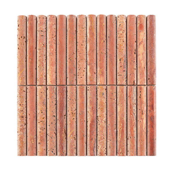 red-travertine-rod-mosaic-tile-front-view Red Travertine Fluted Rod Stacked Mosaic Tile