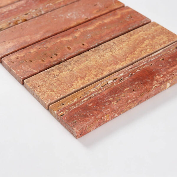Red Travertine Strip Stone Tile with Natural Linear Texture