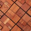 3D Textured Red Solid Wood Mosaic Tile Panel for Warm Accent Walls