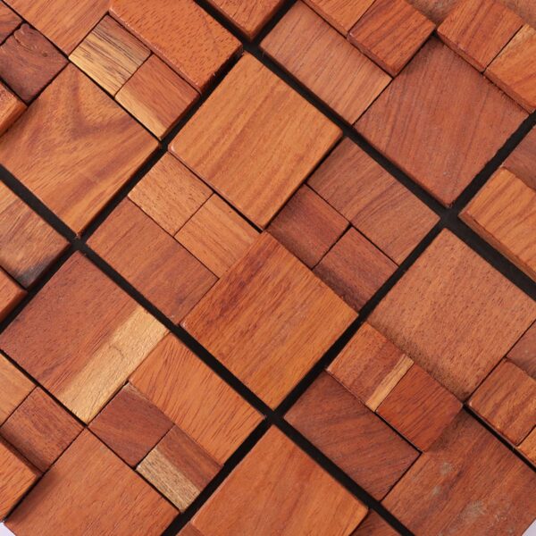 3D Textured Red Solid Wood Mosaic Tile Panel for Warm Accent Walls
