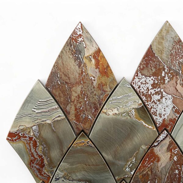 Sage Green Rust Leaf Shape Aluminum Mosaic Tile