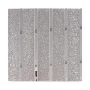 Modern Silver Metal Vertical Stacked Backsplash Bathroom Bar Tile