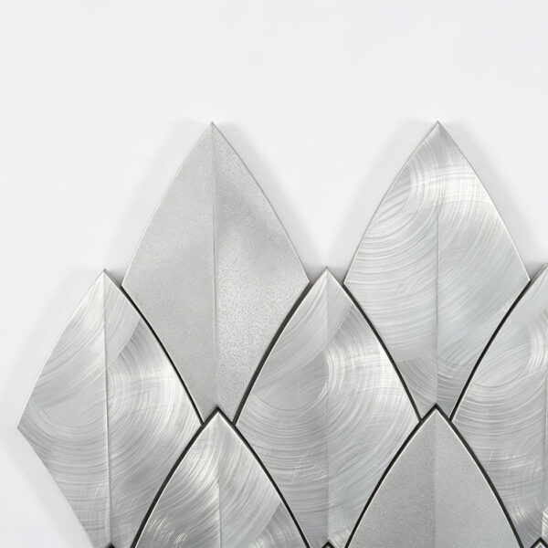 Modern Brushed Silver Leaf Shape Aluminum Wall Tile