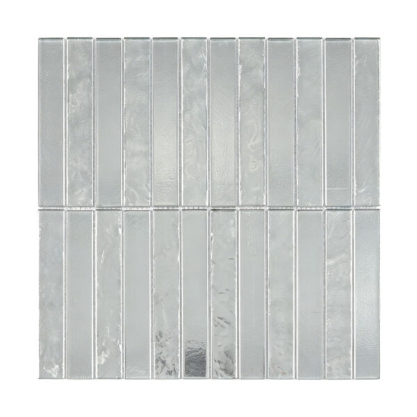 Modern Silver Metallic Linear Glass Strip Tile