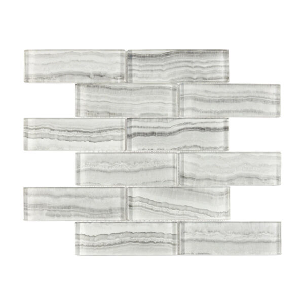 Soft Gray Stripe Glass Subway Tile For Spa Accent Wall