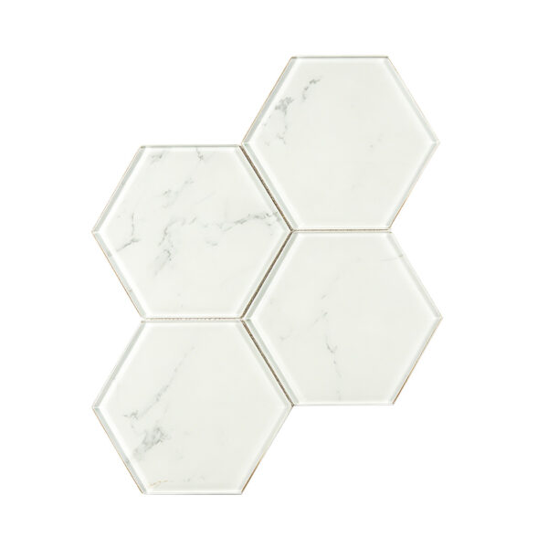 Large White Hexagon Glass Tile
