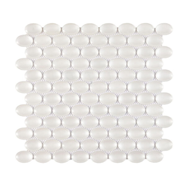 White Oval Glass  Shower And Vanity Backsplash Mosaic Tile