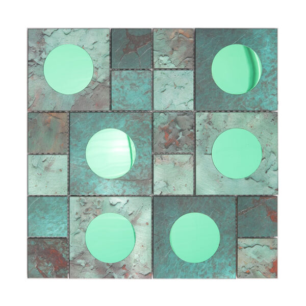 Mint Green Aluminum Mosaic Wall Tile with Glass Circles