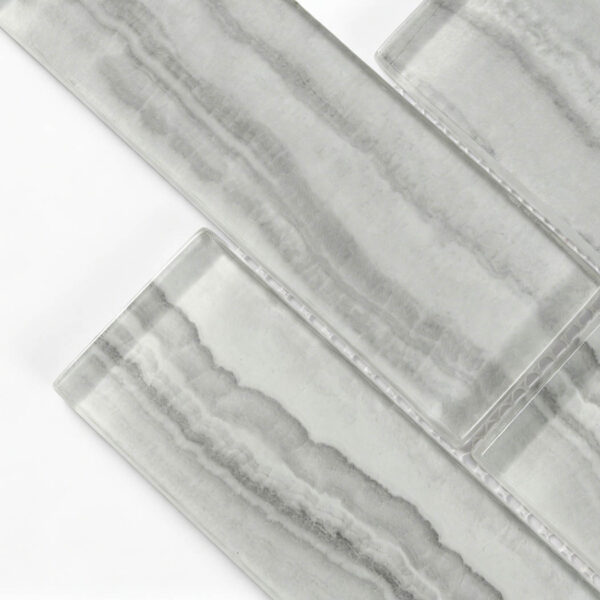 Soft Gray Stripe Glass Subway Tile For Spa Accent Wall