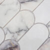 White Elongated Scale Marble Exotic Stone Mosaic Tile with Gray Veins