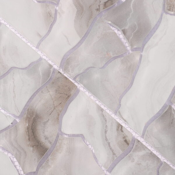 white-gray-irregular-glass-mosaic-tile-detail Gray Irregular Pebble Glass Mosaic Tile for Shower Floors