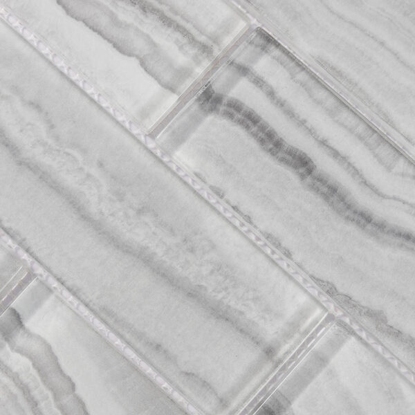 Soft Gray Stripe Glass Subway Tile For Spa Accent Wall