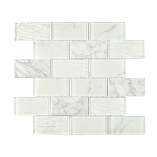 White Marble Glass Subway Tile for Kitchen Backsplash and Vanity Wall
