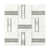 White Marble Glass Tile with Brushed Silver Aluminum Strip Accents