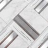 White Marble Glass Tile with Brushed Silver Aluminum Strip Accents