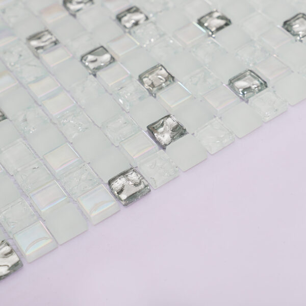 white-silver-iridescent-mixed-glass-mosaic-tile-edge-detail White Silver Iridescent Crystal Square Mosaic Tile